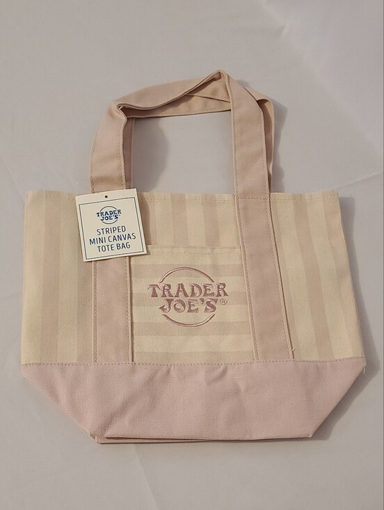 Trader Joe'S Handbags - Trader Joe's Pink Striped Mini Canvas Tote Bag